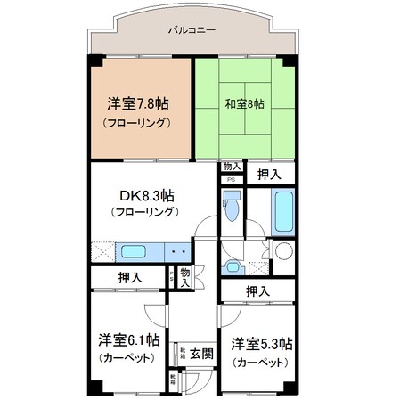 グリーンコーポ2号棟の物件間取画像